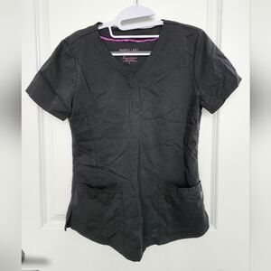 Purple label by healing hands black scrub top